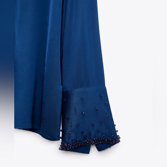 ZARA RHINESTONE SATIN EFFECT SHIRT - Picture 9 of 9